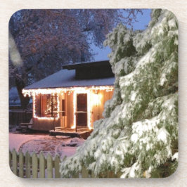 居心地の良い冬の雪のキャビンクリスマス休日の装飾 コースター