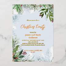 居心地の良い冬の雪の緑のクリスマスパーティー