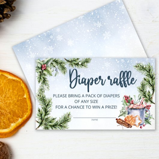 居心地の良い冬ホットココアスノーウィーオムツラッフルチケット エンクロージャーカード