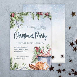居心地の良い冬ホットココアスノーリークリスマスパーティー 招待状
