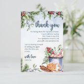 居心地の良い冬ホットココア雪の赤ちゃんシャワー感謝していユー カード (スタンド正面)