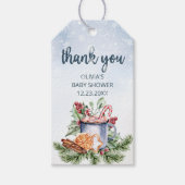 居心地の良い冬ホットココア雪の赤ちゃんシャワー感謝していユー ギフトタグ (正面)