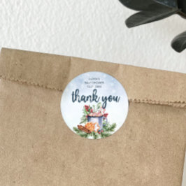 居心地の良い冬ホットココア雪の赤ちゃんシャワー感謝していユー ラウンドシール