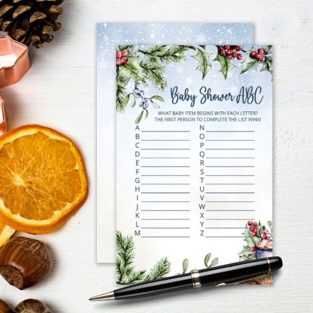 居心地の良い冬ホットココア雪の赤ちゃんシャワーABCゲーム (クリエイターアップロード済み)