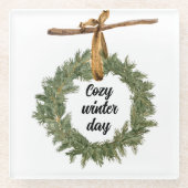 居心地の良い冬日 ガラスコースター (正面)