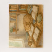 居心地の良い勉強ルームと猫 ジグソーパズル (縦)