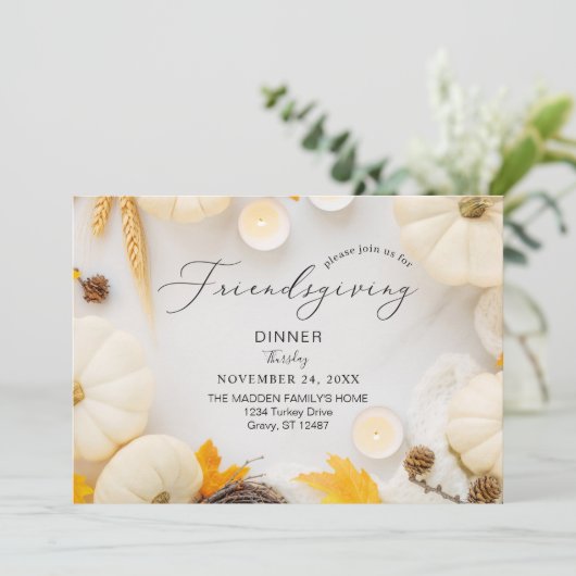 居心地の良い友情と感謝祭かぼちゃのディナー 招待状 (スタンド正面)