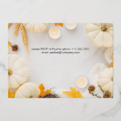 居心地の良い友情と感謝祭かぼちゃのディナー 箔招待状 (裏面)