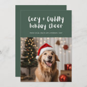 居心地の良い可愛い応援グリーンかわいいペットファミリー写真 シーズンカード (正面/裏面)