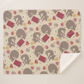 居心地の良い可愛い猫好きコラージパターン シェルパブランケット (正面(横))