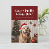 居心地の良い可愛らしい応援バーガンディーペットファミリーフォト シーズンカード (スタンド正面)