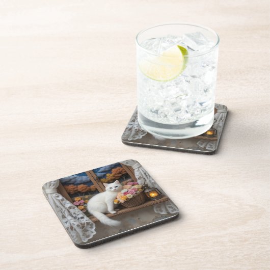 居心地の良い夜間の窓のシーン コースター (右側)