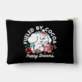 居心地の良い子犬の夢 – ホットチョコレートとクリスマス アクセサリーポーチ (裏面)