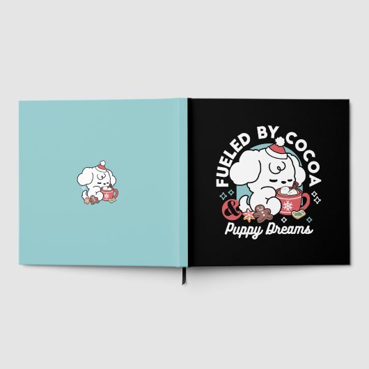 居心地の良い子犬の夢 – ホットチョコレートとクリスマス ゲストブック (全面)