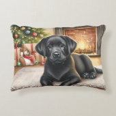 居心地の良い子犬ラブラドールレトリバークリスマスドッグ アクセントクッション (正面)