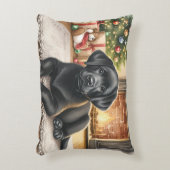 居心地の良い子犬ラブラドールレトリバークリスマスドッグ アクセントクッション (正面(垂直))