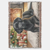 居心地の良い子犬ラブラドールレトリバードッグラバークリスマス スローブランケット (正面縦)