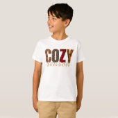 居心地の良い季節のチェック柄ヒョウ柄の秋の雰囲気 Tシャツ (正面フル)