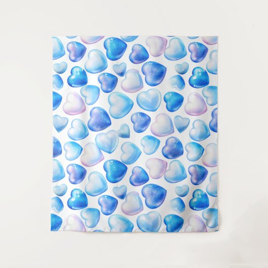 「居心地の良い宇宙のための水カラーハートタペストリー」 タペストリー (正面)