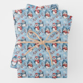 居心地の良い帽子で愛らしい冬のペンギン ラッピングペーパーシート (インサイチュ)