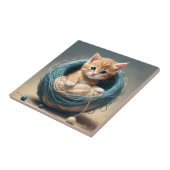 「居心地の良い幼児：子猫のウールリトリート」 タイル (側面)