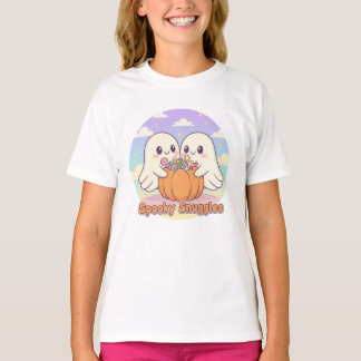居心地の良い幽霊とキャンディーのハロウィンTシャツ – かわいい Tシャツ