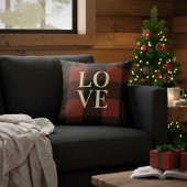 居心地の良い愛:赤と黒のプレイドフランネルデザイン クッション