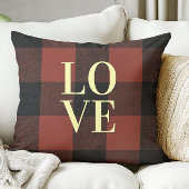居心地の良い愛:赤と黒のプレイドフランネルデザイン クッション