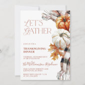 居心地の良い感謝祭招待状- Let's Gather 招待状 (正面)
