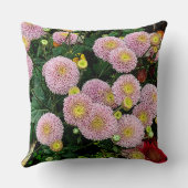 居心地の良い明るいピンクの菊の花の枕 クッション (裏面)