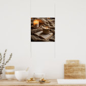 居心地の良い暖かい夕べのキャンドルと毛布 ポスター (キッチン)