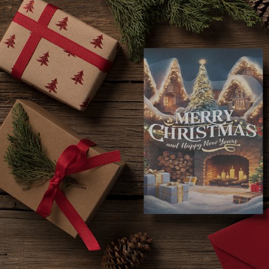 居心地の良い暖炉クリスマスカード ポストカード