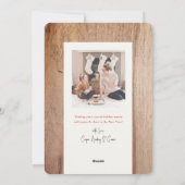 居心地の良い暖炉クリスマスツリーキツネ水彩写真 シーズンカード (裏面)