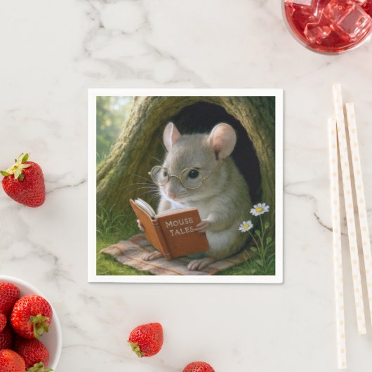 居心地の良い木の穴の文筆のネズミ スタンダードカクテルナプキン (インサイチュ)
