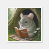 居心地の良い木の穴の文筆のネズミ スタンダードカクテルナプキン (正面)