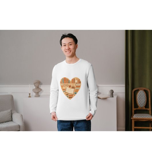 居心地の良い本の愛好家ハート | 読書の美的デザイン f tシャツ
