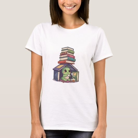 居心地の良い本の虫の紅茶の隠れ家 Tシャツ (正面)