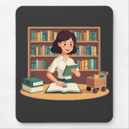 居心地の良い本棚の少女 マウスパッド