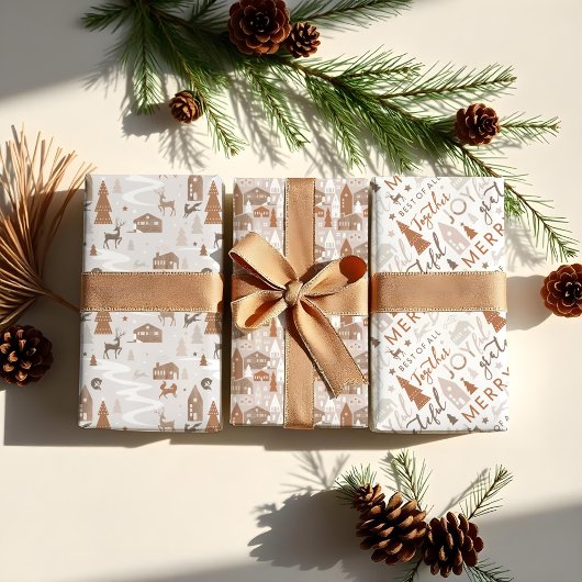 居心地の良い村&ウッドランド動物クリスマスメッセージ ラッピングペーパーシート