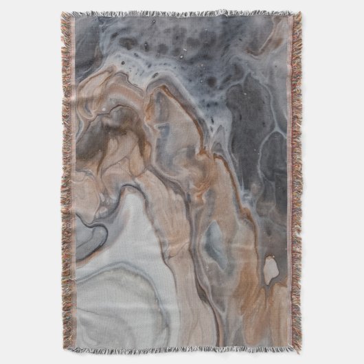 居心地の良い柔らかいブロンズ、グレーとクリームの霜降り スローブランケット (正面縦)