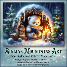 居心地の良い極熊のバイブル読クリスチャン・クリスマス シーズンカード