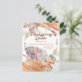 居心地の良い水の色かぼちゃの椅子の葉の感謝祭 ポストカード (スタンド正面)