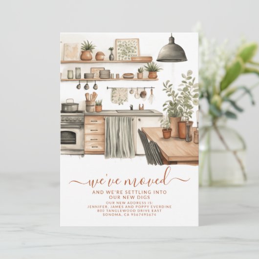 居心地の良い水の色のキッチン新しいアドレス移動 案内状 (スタンド正面)