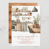 居心地の良い水の色のキッチン新しいアドレス移動 案内状 (正面/裏面)