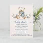 居心地の良い水の色テディベア冬のベビーシャワー 招待状 (スタンド正面)