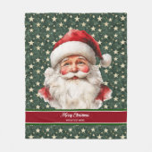 居心地の良い水色サンタクロースのクリスマスブランケット フリースブランケット (正面)