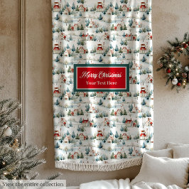 居心地の良い水色フェスティバルクリスマスビレッジブランケット フリースブランケット