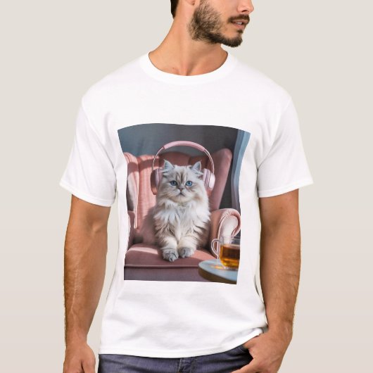 居心地の良い猫の雰囲気 – キュートなペルシャ聞猫のMus Tシャツ (正面)