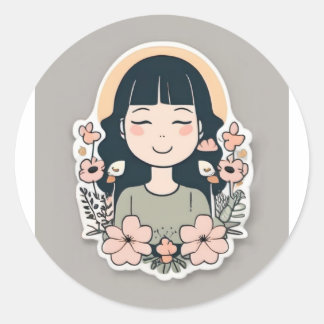 居心地の良い猫昼寝シール ラウンドシール