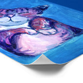 居心地の良い猫色彩の鮮やか子猫かわいい猫おもしろいブルー ポスター (角)